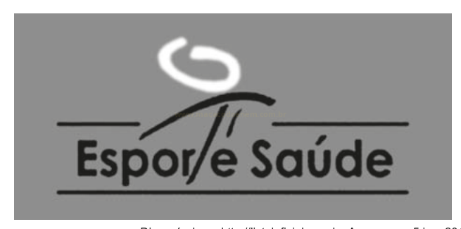 Logotipo com forma oval branca e o texto 'Espor/e Saúde' entre duas linhas horizontais.