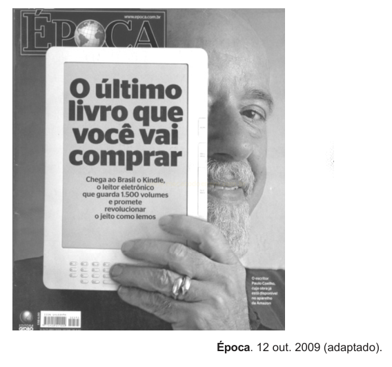 Capa da revista Época com um homem de barba branca segurando um leitor digital Kindle e a manchete 'O último livro que você vai comprar'.