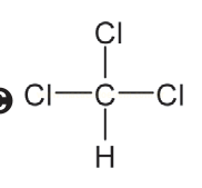Estrutura química de um carbono central ligado a três átomos de cloro e um de hidrogênio.