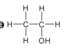 Estrutura química de dois carbonos encadeados, com hidrogênios e um grupo OH na extremidade.