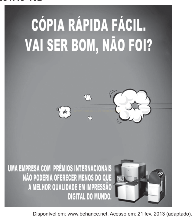 Anúncio publicitário em tons de cinza sobre cópia rápida e impressão digital de alta qualidade, com ilustrações de máquinas.