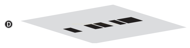 Opção D: projeção da palavra PINE com blocos pretos descontínuos distribuídos sobre um plano em perspectiva.