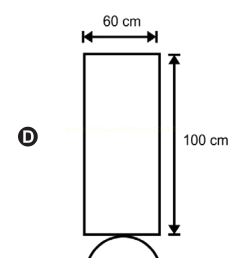 Esquema D: retângulo vertical de 60 cm por 100 cm com parte de um círculo na base.