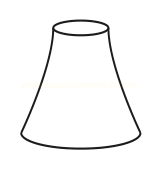 Desenho de um tronco de cone alongado com pequena abertura circular no topo.