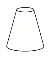 Desenho de um tronco de cone com base larga e topo circular estreito.