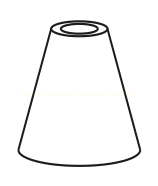 Desenho de um tronco de cone com topo marcado por anéis concêntricos.