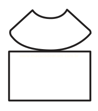 Desenho de um bloco retangular com um tronco de cone invertido acima.