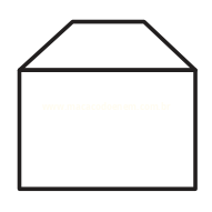 Desenho de uma figura geométrica em forma de casa: retângulo com trapézio no topo.