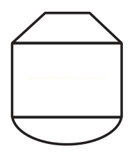 Desenho de trapézio sobre retângulo com semicírculo na base.