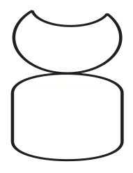 Desenho de um cilindro encimado por um tronco de cone invertido de borda curva.