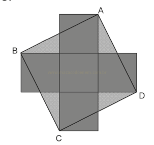 Figura geométrica de quadrados sobrepostos formando uma estrela, com vértices A, B, C e D.