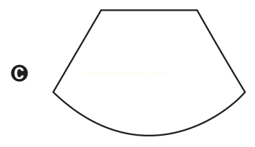 Figura de topo reto e base curva arredondada, semelhante a um trapézio de base arqueada, identificada pela letra C.