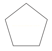 Contorno simples de um pentágono regular em linha preta sobre fundo branco.