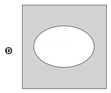 Quadrado cinza com uma elipse branca horizontal ao centro, identificado pela letra D.
