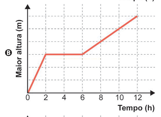 Gráfico B de maior altura em função do tempo, com patamar entre 2 h e 6 h.