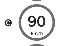 Placa circular de limite de velocidade de 90 km/h, identificada pela letra C.