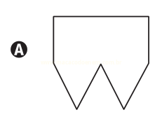 Figura geométrica plana com topo retangular e base em duas pontas triangulares, identificada pela letra A.