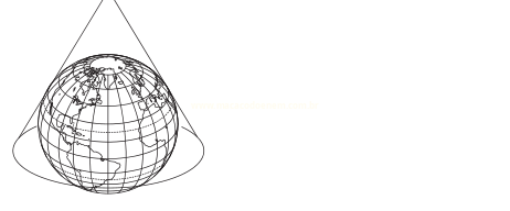 Globo terrestre envolvido por um cone com o vértice acima do Polo Norte.