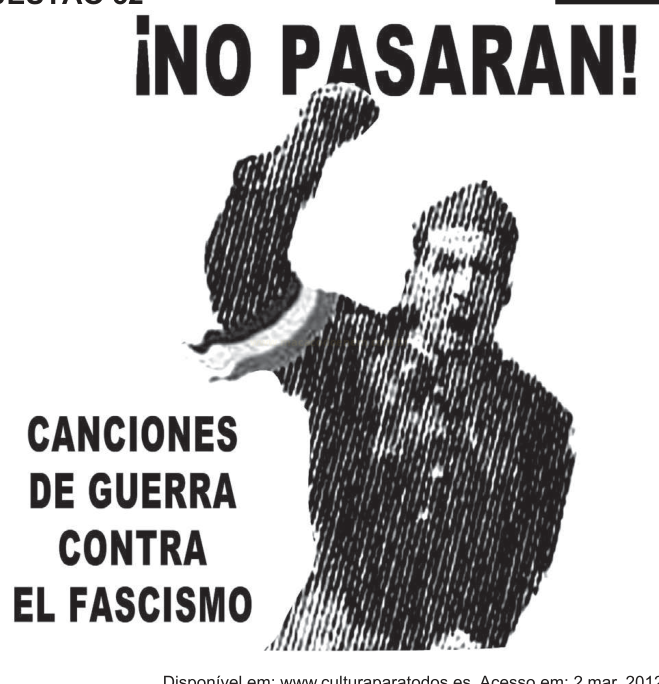 Cartaz em preto e branco com a frase ¡NO PASARAN! e a figura de um homem de punho erguido.