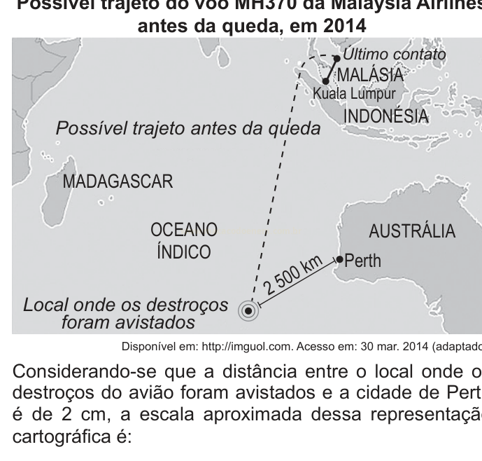 Mapa do Oceano Índico com possível trajeto do voo MH370 e distância de 2.500 km até Perth.